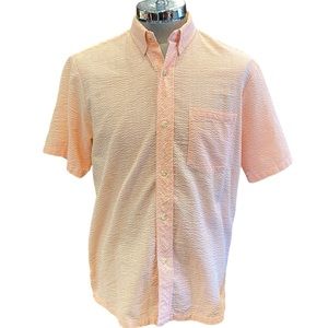 PINEAPPLE JUICE Orange Searsucker Striped Mens Shirt Size Large